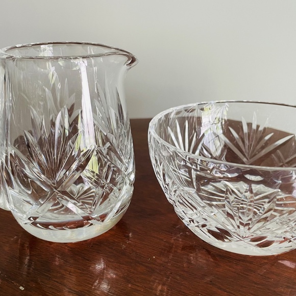 Vintage Elegant Crystal Creamer and Sugar Set, Fine Cut Crystal - Picture 2 of 5